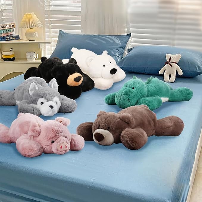 OSOCU® Microwavable & 1.8 LB Weighted Stuffed Animal - Grey Husky Heating Pad with Lavender & Tourmaline - Soothing Warm Heatable Plush Toy for Menstrual Cramps, Muscle Aches, Shoulder Tension