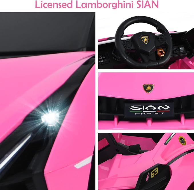 OLAKIDS Licensed Lamborghini SIAN 12V Kids Ride on Car, Toddler Electric Vehicle with Remote Control 2 Speeds Wheels Suspension, Battery Powered Toy with Music Bluetooth USB
