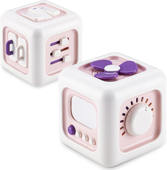 SOCBTNSO Busy Cube Toy for 1 Year Old Girl Gifts, Montessori for Baby Girl, Travel Sensory Toys for Toddlers 1-3, Learning Fine Motor Skills| 1st Birthday Girl Gifts 12 Months