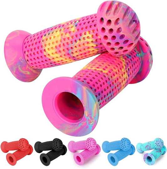 Kids Bike Grips - 105mm Bicycle Handlebar Grips With Mushroom Pattern for Bikes, Balance Bikes, and Kick Scooters