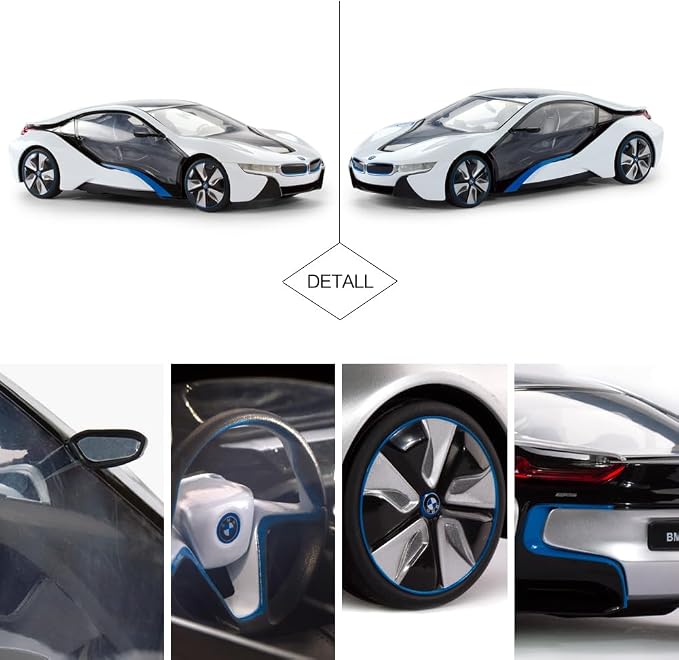 RASTAR BMW Toy Car, RC Cars 1/14 BMW i8 Remote Control Car for Kids, Interior Lights, White 2.4G