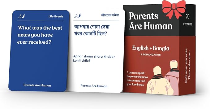 Parents Are Human, Relationship Cards, Get to Know Each Other Better, Parents, Families, Teens & Kids Relationship Building, Light & Deep Questions, 70 Questions & Activity Cards, English + Bangla