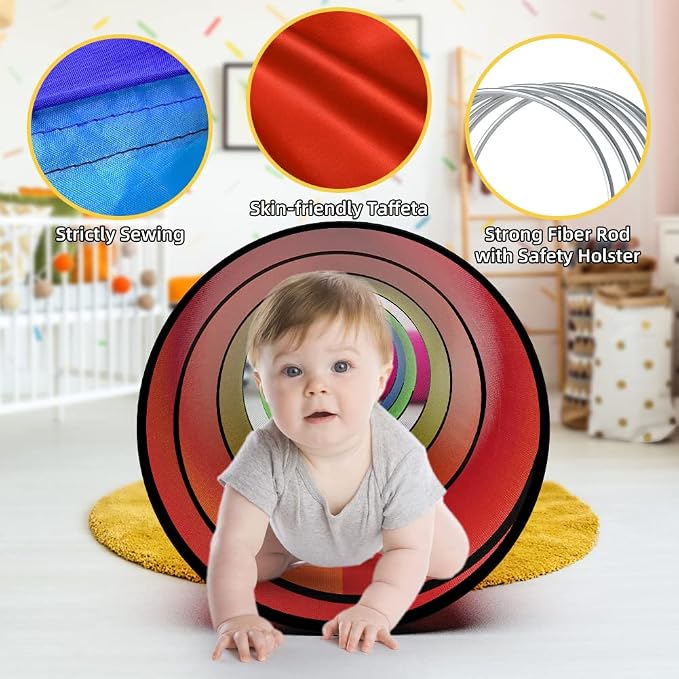 Kids Play Tunnel for Toddlers 1-3 Colorful Pop Up Baby Tunnel for Kids to Crawl Through 6 Foot with Breathable Mesh Collapsible Toddler Toys Gift for Children Backyard Playset