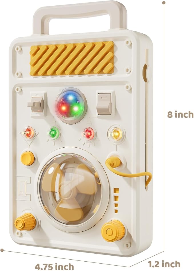 SOCBTNSO Montessori Toys for 1 Year Old Boys Girls - Toddler Busy Board with Handle, Electronic Light Switch Toy and Adjustable Speed Fan for Fine Motor Skills, Travel Toys for Toddlers 1-3