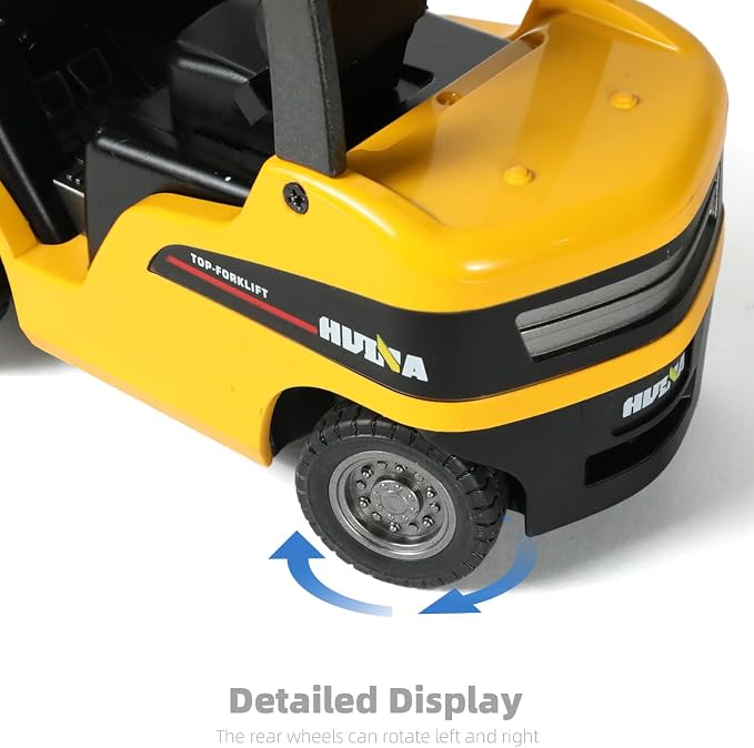 Liftable Forklift Toy, All Metal Die-cast Construction Fork Truck with Articulating Arm, Movable Forks - Scale Mini Vehicle Model for Kids Adult Collection & Desk Decoration- Yellow