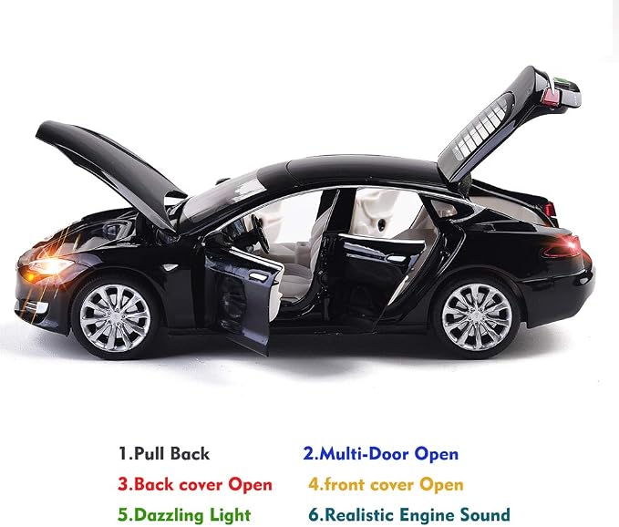 gidoyi Toy Car Model S Alloy Model Cars Pull Back Vehicles 1/32 Scale Car Toys for Toddlers Kids (Black)