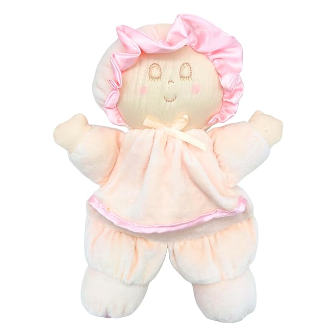 Genius Baby Toys My First Baby Doll, Classic Vintage Design, Soft Plush Pink Dress, No Hard Parts, Machine Washable, Nontoxic, for Girls and Boys, 0–12 Months