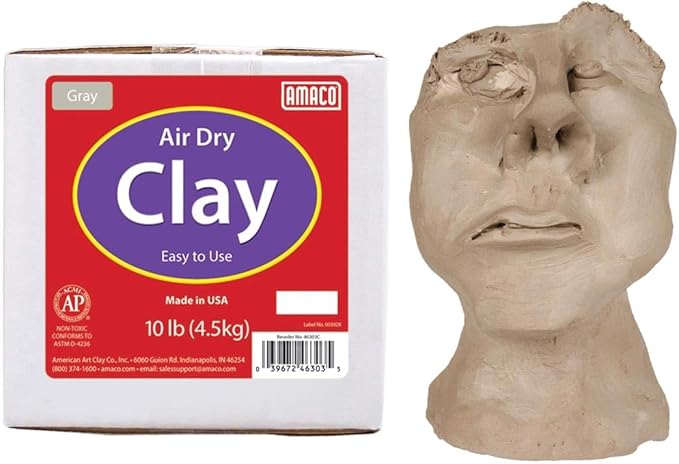 AMACO 4630-3C Air Dry Modeling Clay, 10-Pound, Gray