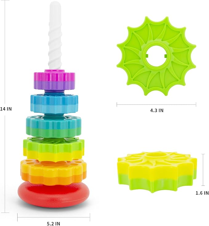BYFWH Baby Spin Stack Toy, Premium Stacking Toys for Kids, Spinning Stacking Toy for Babies and Toddlers, Educational Toddler Learning Toy,Autism Spin Stack Toys,Rainbow Spinning Wheel Toys
