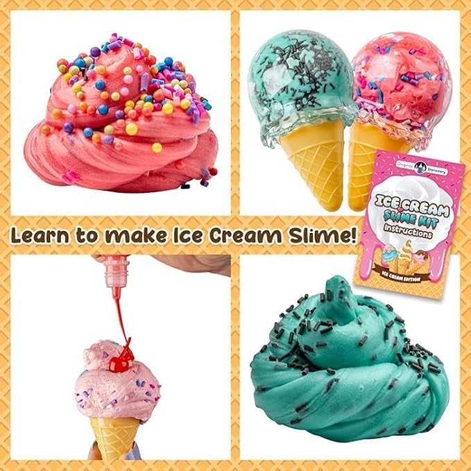 Original Stationery Ice Cream Slime Kit for Girls Toys, DIY Cherry-Scented Slime Making Set with 31 Pieces, Fun Arts and Crafts for Kids Ages 8-12, Birthday Gift