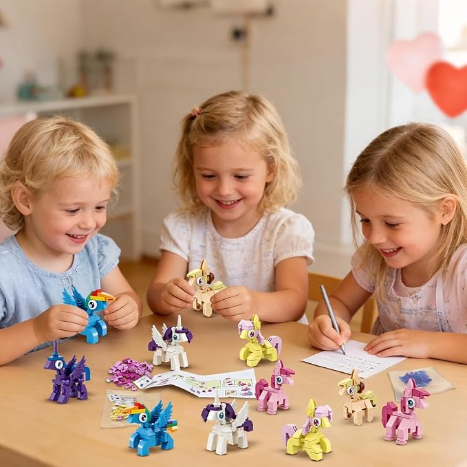 WODMAZ 24 Packs Animal Building Blocks for Kids, Unicorn Building Blocks Toy Set for Kids Classroom Prizes Goodie Bags, Valentine Gifts, Easter Basket Stuffers