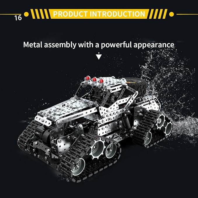 Building Sets Stem Assembly Metal 3-D Puzzle Off-Road Model Car Building Kit Construction Set Toys Assemble Remote Control Snowmobile 1929PCS/Included Motor