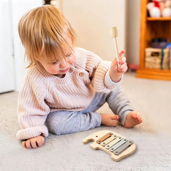 Lovely Xylophone for Toddlers, Early Childhood Development Musical Instruments for Toddlers, Wooden Xylophone for Kids,Musical Instruments Toys for Preschool Percussion Learning (Elephant)