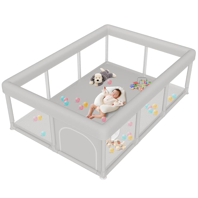 besuhot Baby Playpen Baby Playard Large playpen 74 x 50 inch, Play Pen for Babies and Toddlers with Gate, Safety Activity Center for Indoor & Outdoor