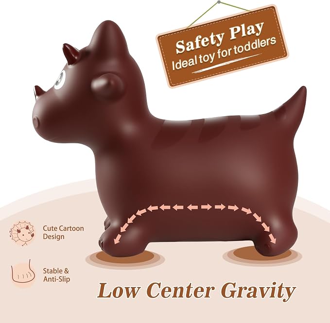 INPANY Bouncy Horse, Dinosaur Hopper Toys for Boys, Gifts Toy for Kid | Eco-Friendly PVC, Low Center Gravity, Cute Cartoon Design, Load 100 Lbs, Learn & Exercise & Active Fun, Gifts for 1-3 Kids