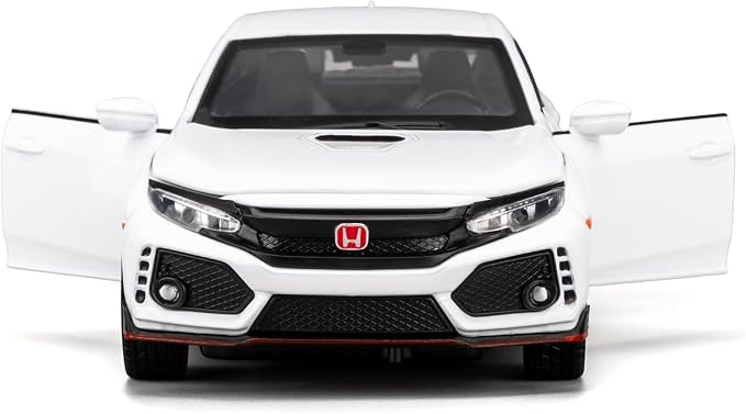 1:32 Scale Civic Type R Model Car，Toy Vehicle with Sound & Light, Pull Back Function & Openable Doors - Premium Diecast Collectible with Realistic Details White