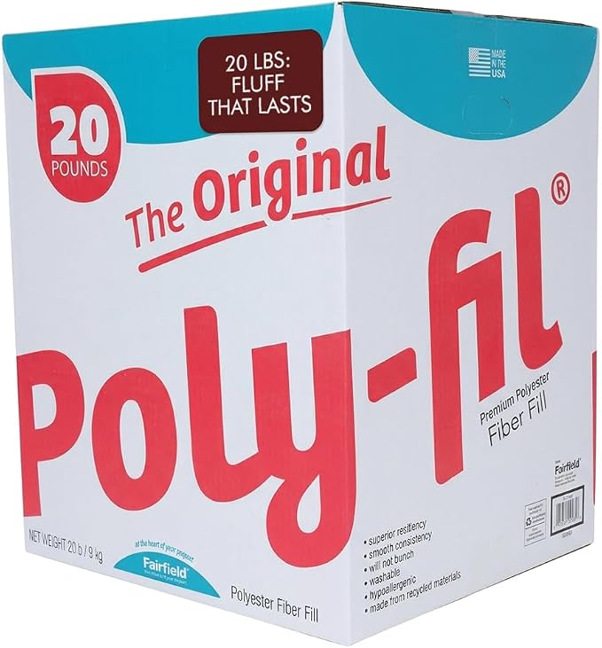 Fairfield The Original Poly-Fil, Premium Polyester Fiber Fill, Soft Pillow Stuffing, Stuffing for Stuffed Animals, Toys, Cloud Decorations, and More, Machine-Washable Poly-Fil Fiber Fill, 20 lbs. Box
