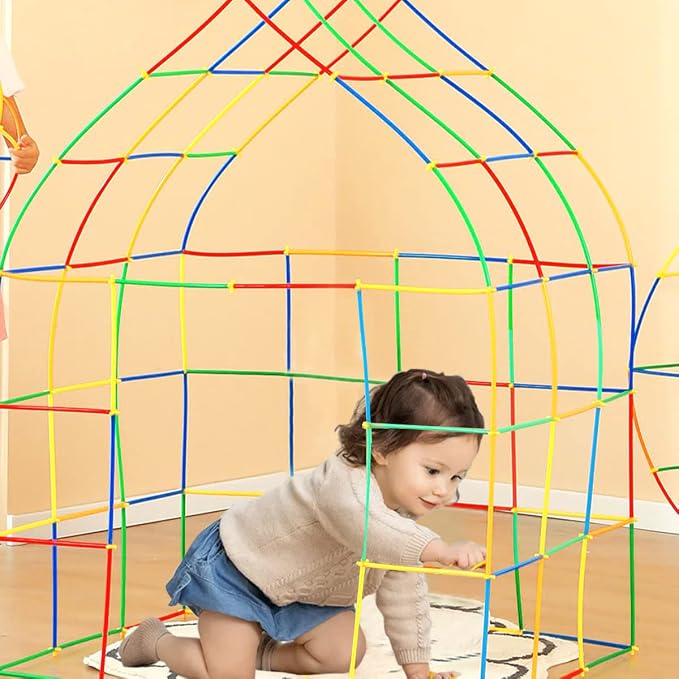 Straw Constructor STEM Building Toys 800 pcs-Colorful Interlocking Plastic Enginnering Toys- Fun- Educational- Safe for Kids- Develops Motor Skills-Construction Blocks- Best Gift for Boys and Girls