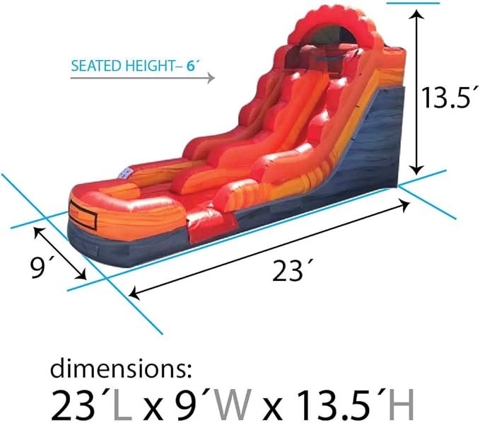 TentandTable Inflatable Water Slide for Kids and Adults, Commercial Grade Giant Blow Up Backyard Water Fun, Includes Electric Air Blower, 23' L x 9' W x 12' H, Fire Marble