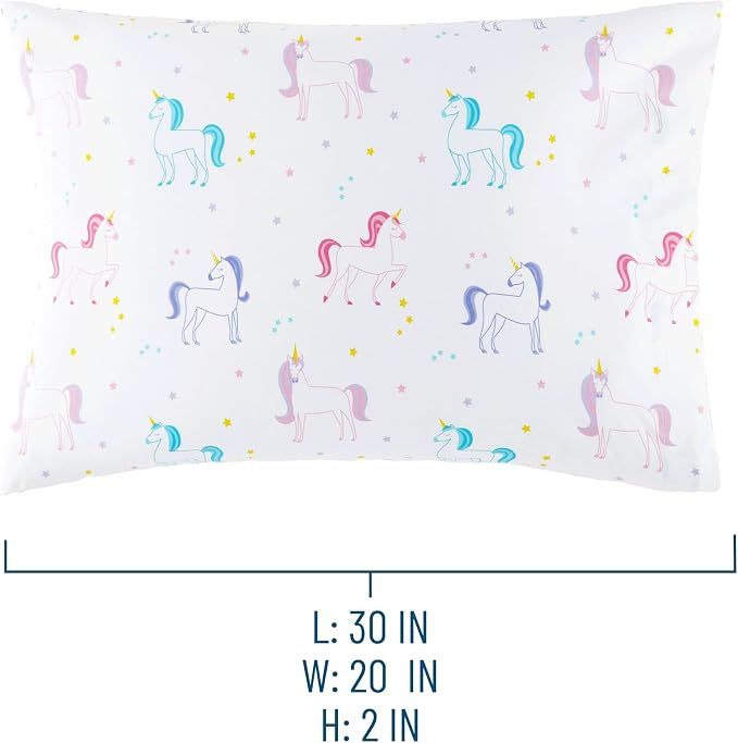 Wildkin 100% Cotton Kids Pillowcase – Soft, Breathable & Standard Size (20x30) - Unicorn