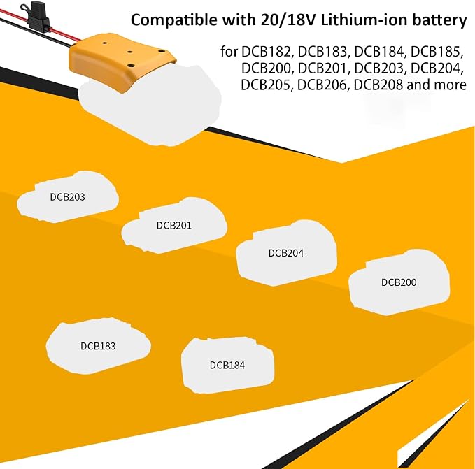 Kzreect Battery Adapter Compatible with Dewalt 20V Battery Conversion Kit with Fuse Holder and Wire Harness Connector Compatible with Fisher-Price 12 Volt