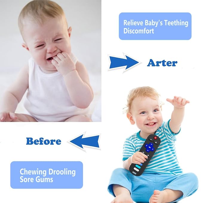 YAPROMO Baby Teething Toys,Reomte Teether Toys, Silicone Chew Toy for Babies 18+ Months, Remote Control Shape Teething Toys, Early Educational Toy BPA Free & Refrigerator Safe