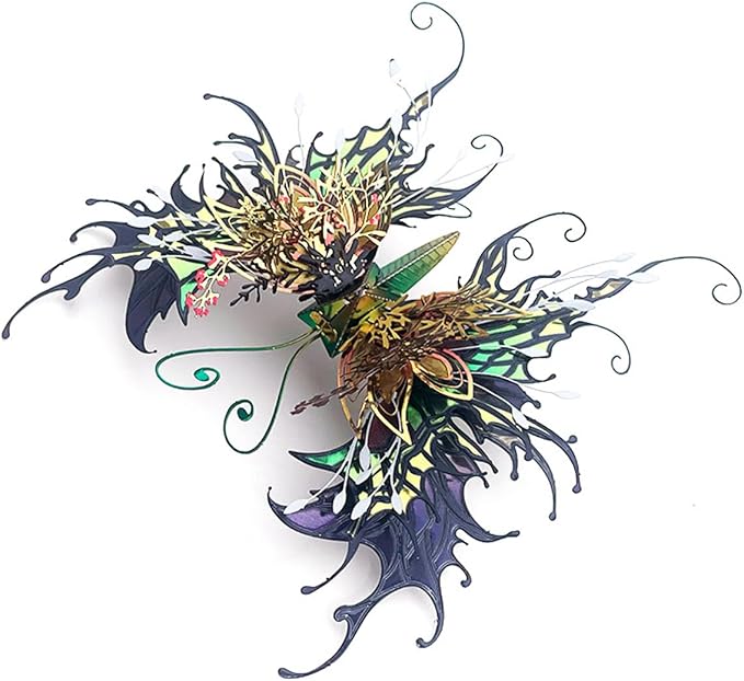 3D Metal Butterfly Puzzle for Adults, 50PCS Steampunk Mechanical Insect Model Kit, No Glue Snap-Fit Assembly, Iridescent Wing Design, Desktop Sculpture