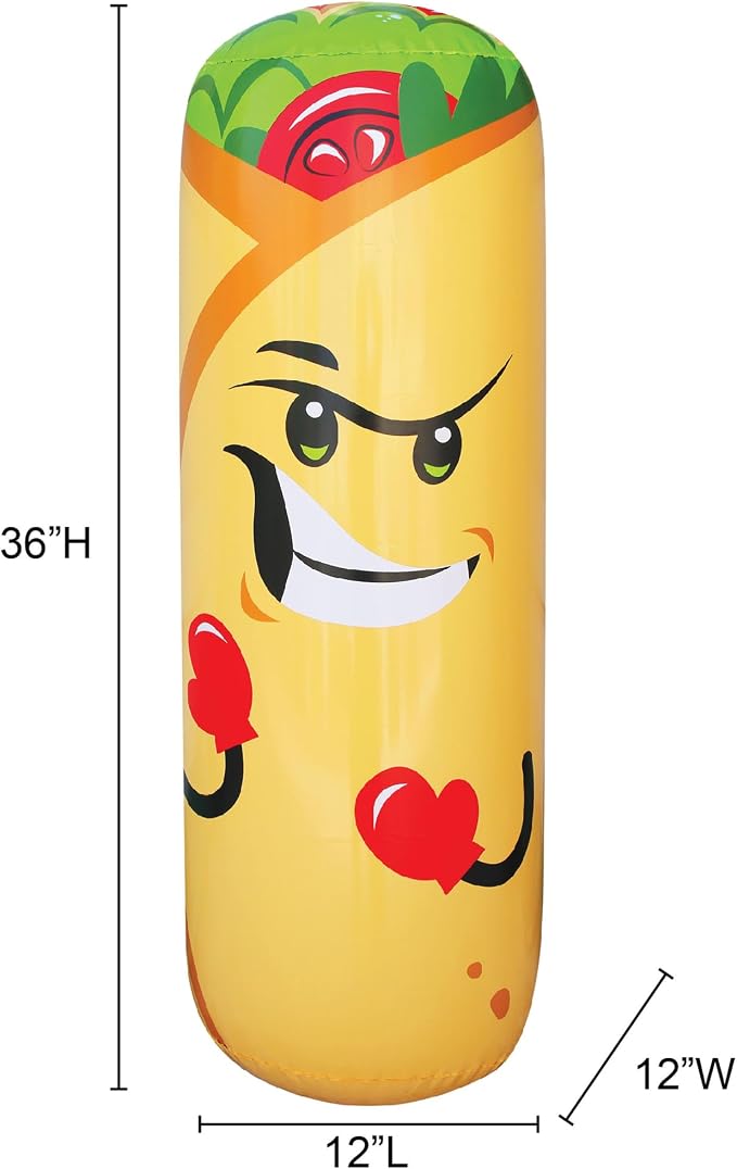 Banzai: Burrito Boppers - 2 Inflatable 36" Bumpers Toys, Giant Food-Themed Battle Play, Air-Cushioned, Swing Whop & Bop, in-Outdoor Game, Kids 5+