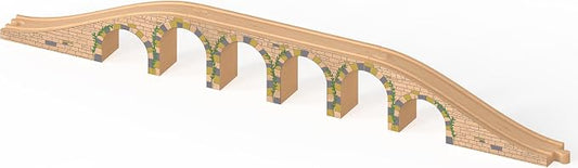 Orbrium Solid Wood 6 Arches Viaduct Bridge for Wooden Railway Track Compatible with Thomas Trains Brio IKEA Mellisa and Doug Wooden Train Accessories Toddler Kids Age 3-8