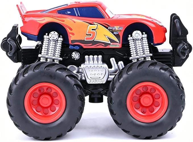 1/45 Die-Casting Cars Toys,Red Diecast Big Wheel Off-Road Friction Drive Metal Toy Cars for Boys