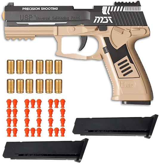 Dreamplay Shell Ejecting Toy Gun, Automatic Pull Back Action Shooting Games Education Model Toy for Kids Gifts