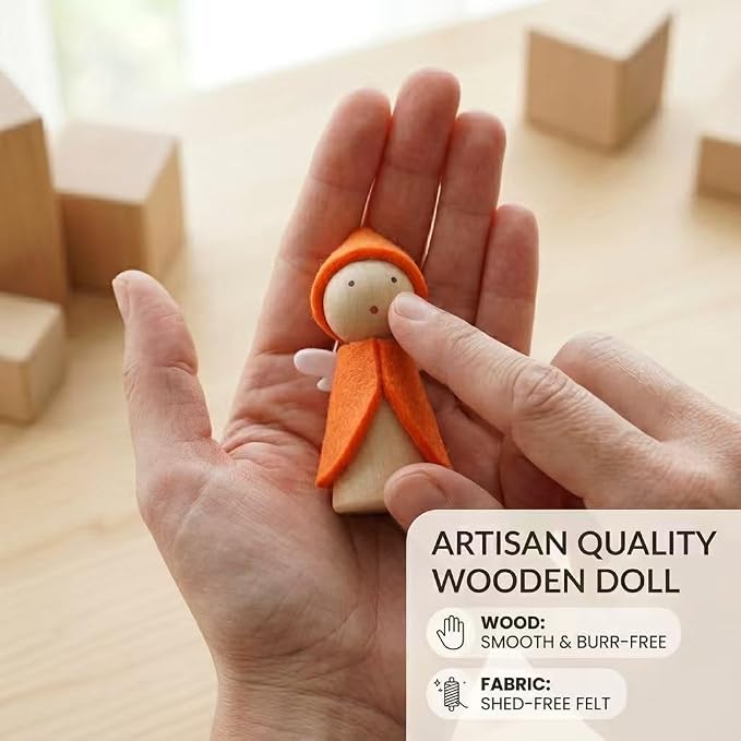 6 Pcs Wooden Elf Figures, Miniature Dollhouse Accessories for Kids Ages 3+, Cute Wood Gnome Peg Dolls for Small Fairy Garden Decor | Non-toxic paint | 3 inches tall | Safe for toddlers 3+ | Perfect for dollhouse & fairy garden | Sensory play | Birthday...