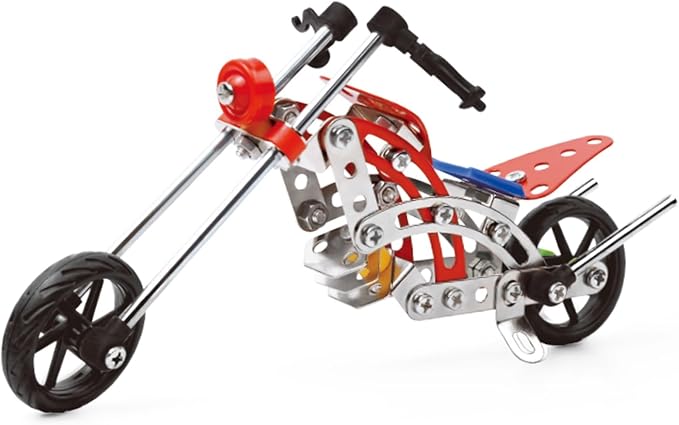 99 PCS Metal Motorcycle Model Building Kit - DIY Alloy Chopper Bike Assembly Set - STEM Engineering Construction Toy for Kids Ages 8-12 & Adults, 3D Mechanical Puzzle Collectible (Red & Silver)