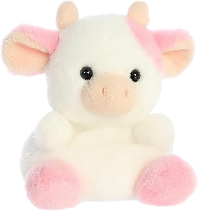 Aurora® Adorable Palm Pals™ Belle Strawberry Cow™ Stuffed Animal - Fun Collectible Plush for Kids and Adult Collectors - Perfect for Decorating Rooms and Birthday Gifts - Pink 6 Inches