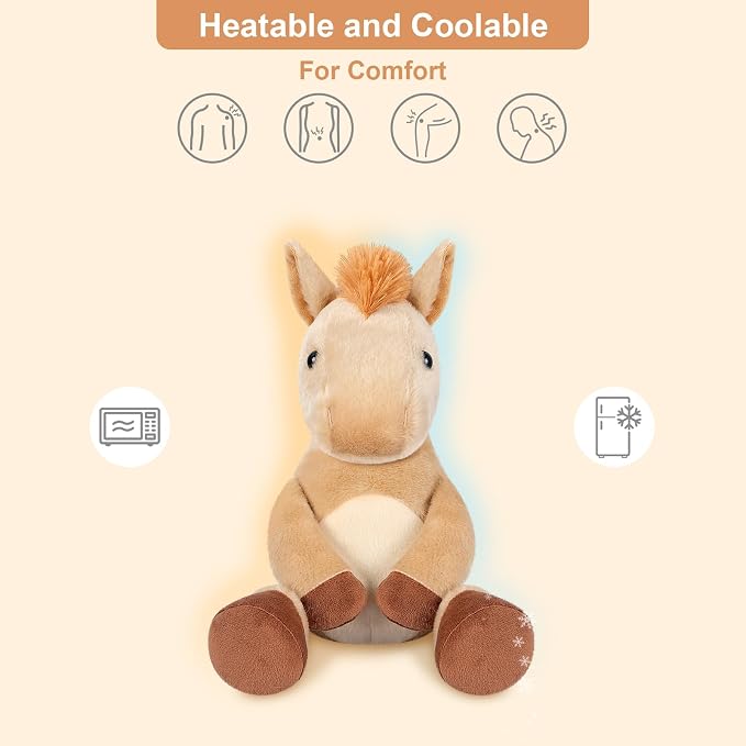 SuzziPals Heatable & Coolable Horses Stuffed Animals, Microwave Heating Pad, Horses Plush for Companion, Cute Plushies Horse Lavender Stuff, Horse Toys Gifts