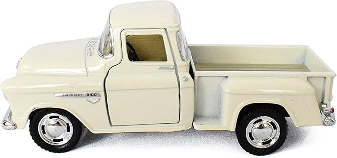 KiNSMART 1955 Chevrolet Stepside Pickup Truck 5 Inch 1:32 Scale Die Cast Metal Little Truck (White)