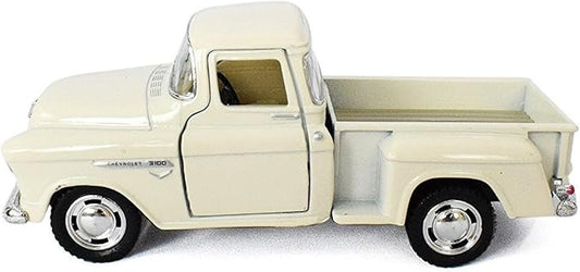 KiNSMART 1955 Chevrolet Stepside Pickup Truck 5 Inch 1:32 Scale Die Cast Metal Little Truck (White)