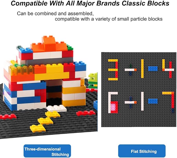 LVHERO Classic Baseplates Building Plates for Building Bricks 100% Compatible with All Major Brands-Baseplate, 10in x 10in, Pack of 8 (Black)