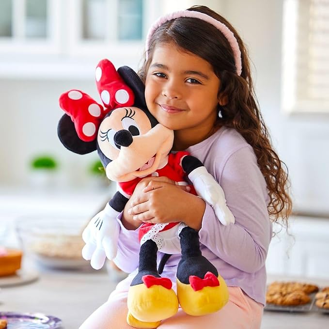 Disney Store Official Minnie Mouse Red Dress Medium Soft Toy for Kids, Cuddly Character with Fuzzy Texture and Embroidered Details, Disney Plushy Suitable for All Ages