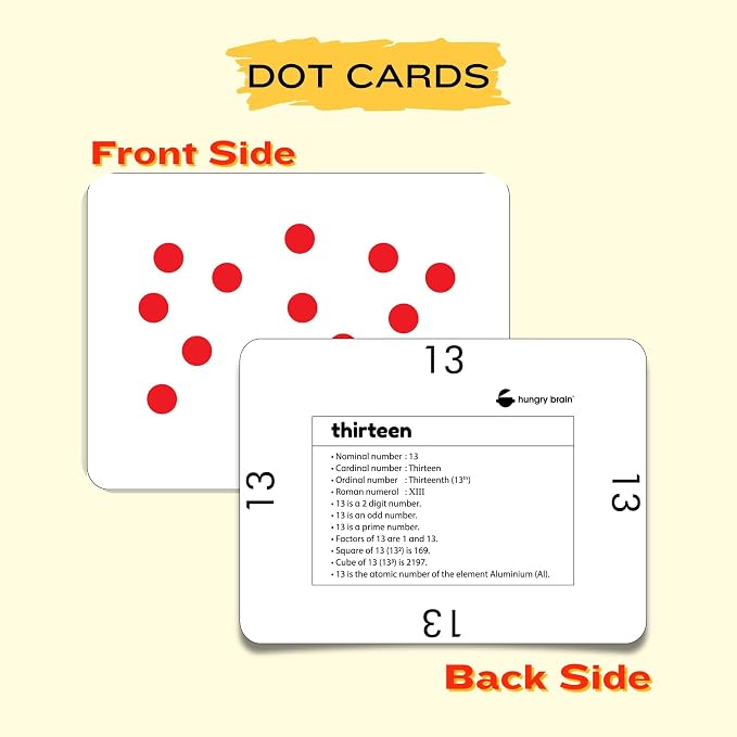 Hungry Brain Red Dots Math Flash Cards for Kids Ages 3-10 – Addition, Subtraction, Multiplication & Division Learning Cards – Educational Math Flashcards for Kindergarten, Homeschool, Classroom