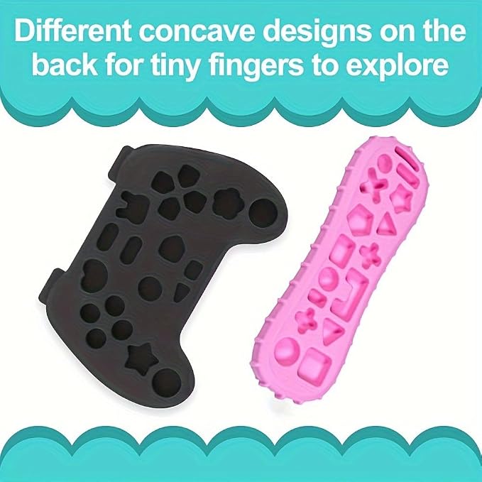 AALFA Baby Teething Toy, Soft TV Remote+Game Machine Shape Chew Set Intellectual Development Intellectual Development Educational Toy,Safe Silicone Toddler Infant (Pink (Handle+Remote Control)) | BPA-free silicone teething toys with remote control and ...