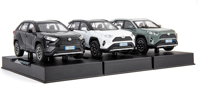 WAKAKAC Model Car 1/32 RAV4 Alloy Diecast Collectible Toy Car with Light and Sound Toy Vehicle Door Can Be Opened for Boys Kids Toddler Gift (Gray)