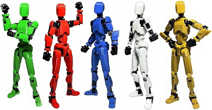 EIMONEY 5PCS Assembly Completed T 13 Action Figure 3D Printed Multi-Jointed Movable,Lucky 13 Action Figures,Multi-Articular Dummy 13 Action Figures,Desktop Decorations,Creative Gifts (5 Colors)