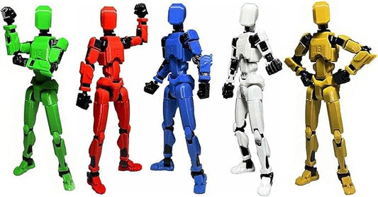 EIMONEY 5PCS Assembly Completed T 13 Action Figure 3D Printed Multi-Jointed Movable,Lucky 13 Action Figures,Multi-Articular Dummy 13 Action Figures,Desktop Decorations,Creative Gifts (5 Colors)
