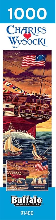 Buffalo Games Charles Wysocki - Patriotic Harborview - 1000 Piece Jigsaw Puzzle - 26.75 x 19.75 in - Reference Poster - Precision Cut Pieces - Adult Jigsaw Puzzles