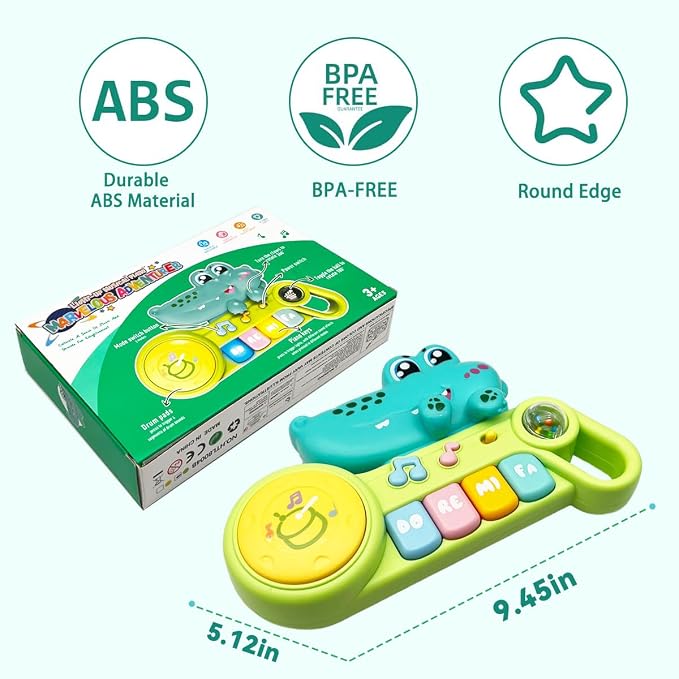 Cute Crocodile Piano for Baby Musical Toys 18M+, Early Learning Light up Music Keyboard Infant Toy Perfect Christmas Birthday Gifts for Boy & Girl Age 2 3 Years Old (Cute Crocodile)