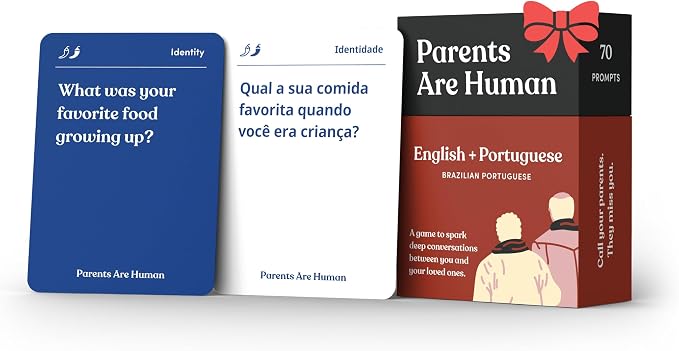 Parents Are Human, Get to Know Each Other Better, Parents, Adults, Families, & Teens Relationship Building, Light & Deep Questions, 70 Questions & Activity Cards, English + Brazilian Portuguese