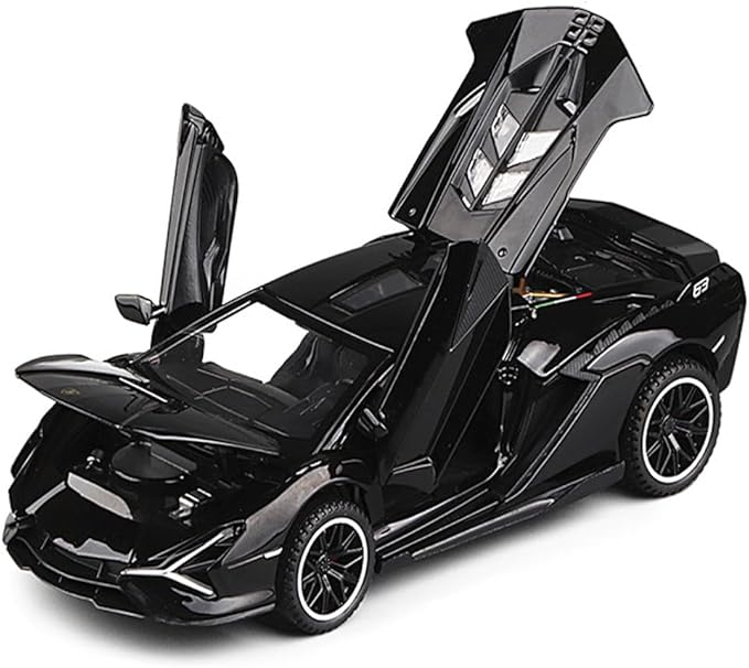 Lambo Toy Car Sian FKP3 Die-Cast Car Model with Lights and Sound Pull Back Toy Car for Boys Age 3 4 5 6 + Year Old (Black)