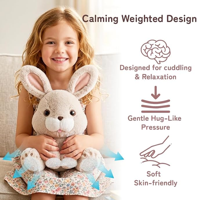 Niuniu Daddy 14" | 3.5 Pound Weighted Bunny Stuffed Animal for Kids & Adults, Rabbit Large Plush Toy with Soft Fur, Weighted Plushies Pillow for Sensory Calm, Huggable Gift for Everyday Comfort
