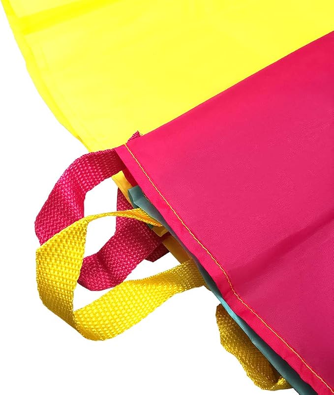 SPINFOX Multicolored Parachute - 6FT, 10FT, 20FT with Handles for Kids Indoor Outdoor Play
